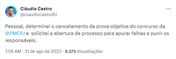 Prova Pmerj Anulada Governador Determina O Cancelamento Da Prova